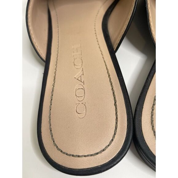 Coach Size 6.5 B Mule Flats Black Leather C Buckle Shoes G4833 Womens Slip On - Picture 10 of 16